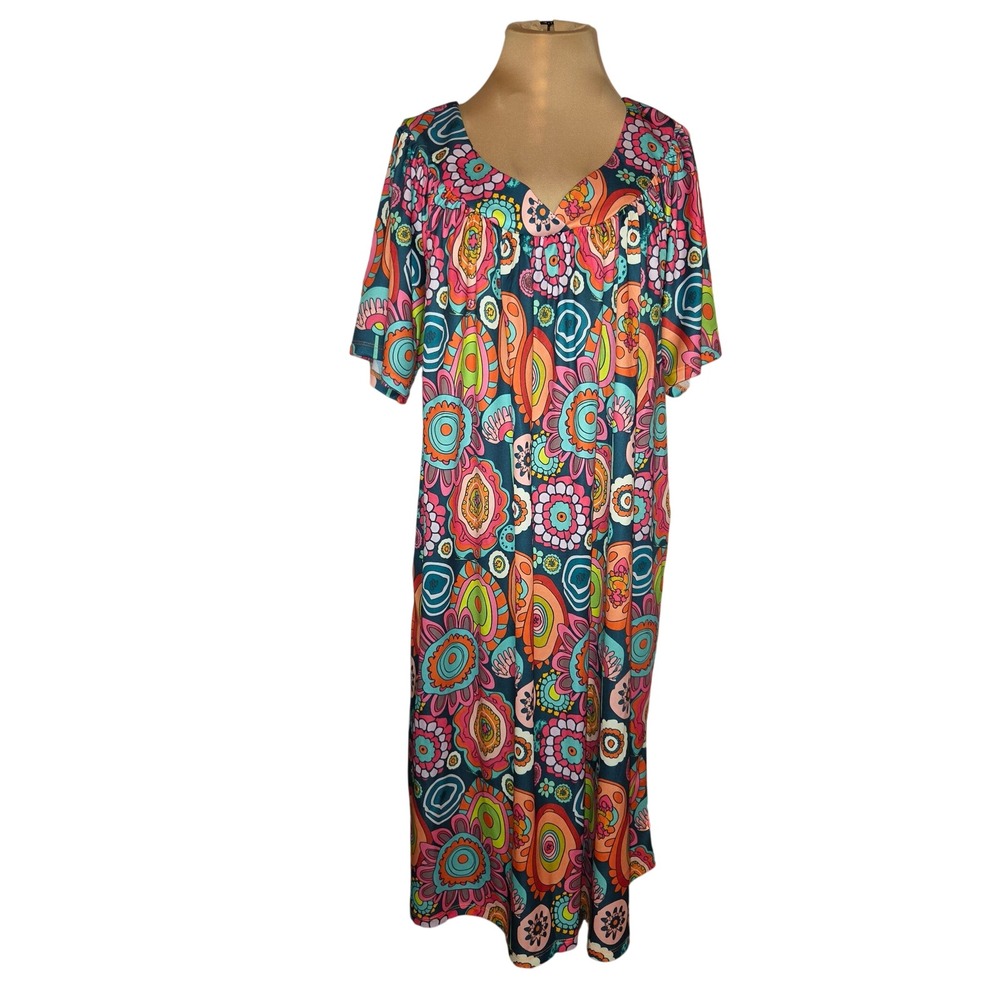 Lot of 3 Easy Essentials Lounger Muumuu House Dresses Pockets XL 0XL Grandmacore
